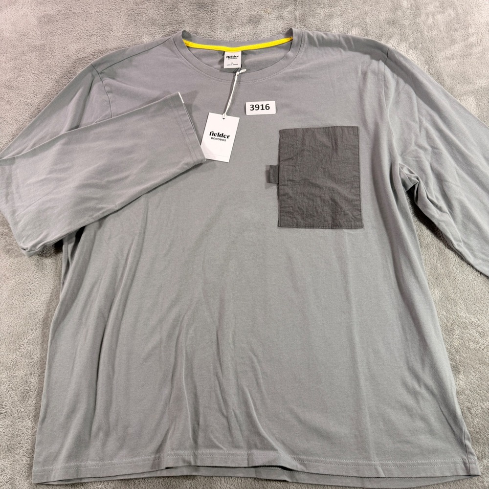 Fielder Bonobos Pocket Tee Mens XL Grey Long Sleeve Mixed Media ATP10844